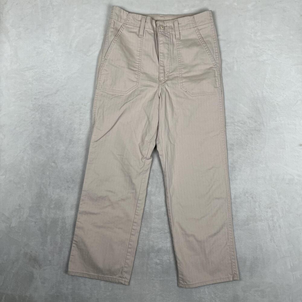 Levi's Pants Womens 27 Beige Herringbone Twill Straight Leg Stretch Casual